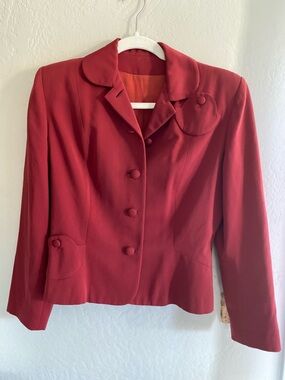 Womens vintage 1940s Red Wool Blend Jacket